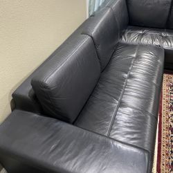 Black Leather Sofa Set 