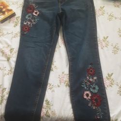 Vintage America Flower Embroidered Bestie Jeans Size 8R/29