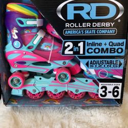 RD (Roller Derby) 2in1 Combo Adjustable Unicorn Skates  (New)