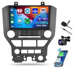 8 CORE 4G+64G Car Radio Stereo for Ford Mustang 2015-2020 with Wireless CarPlay Android Auto, 9 Inch 1280 * 720P IPS Touch Screen Head Unit Android 13
