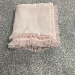 First impressions Ruffle edge baby pink girl blanket