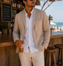 Zara Textured Knit Blazer – Size L – Light Beige