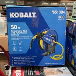 50 Ft Retractable Reel With Poly Hybrid Air Hose 