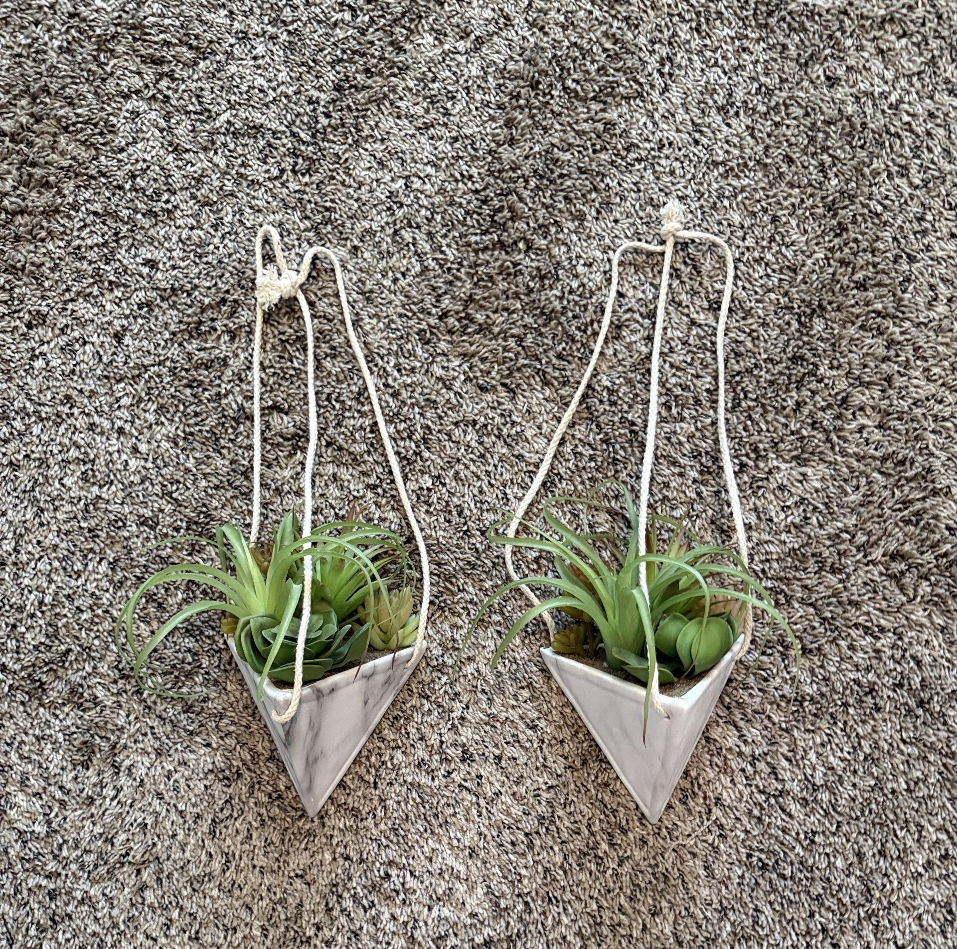 Hanging Geometric Planters with Faux Succulents