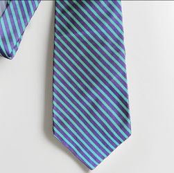POLO RALPH LAUREN 100% Silk Tie Purple Green Stripe Made in USA Vintage Classic