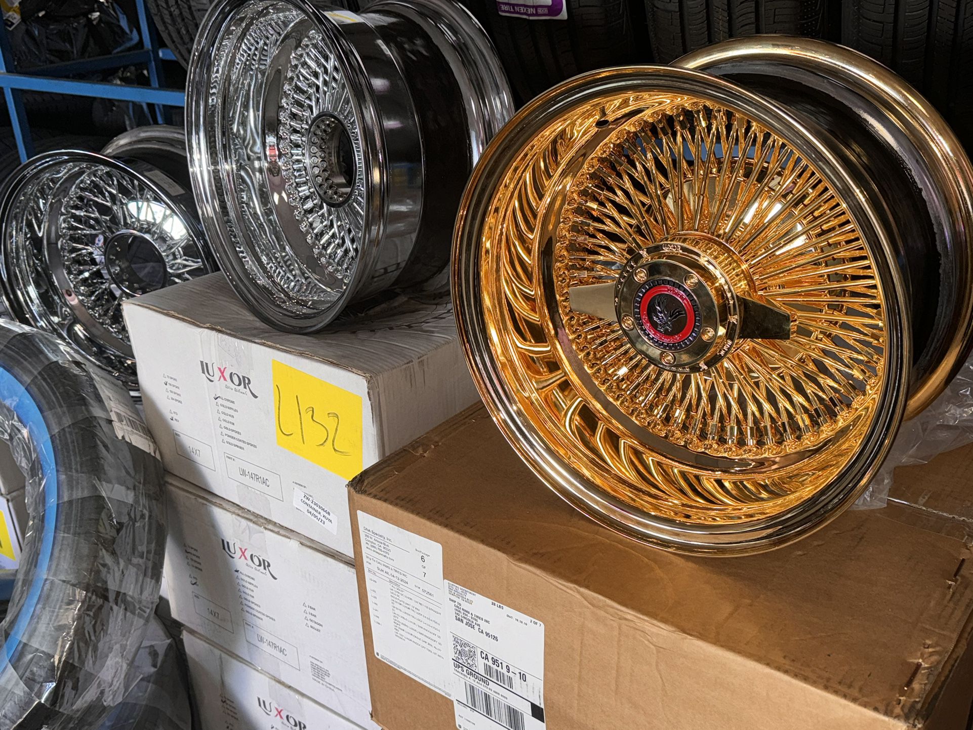 13x7 Reversed ALL GOLD Straight Laced New Wire Wheels Are Available! $2650/Set💰