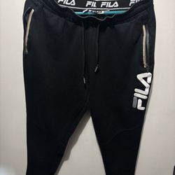 Fila Drawstring Sweat Pants Joggers Jogging Men's  Large Black