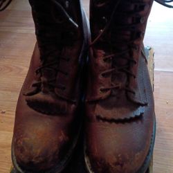 ROCKY-brown leather steel toe laced boots