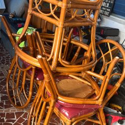 Bamboo Ratton Kitchen Table With 4 Chairs