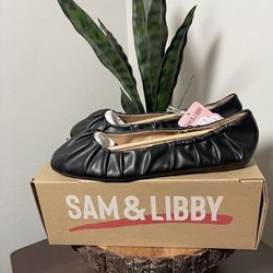 Sam & Libby Black Ruched Ballet Flats Size 7.5 & 10 black