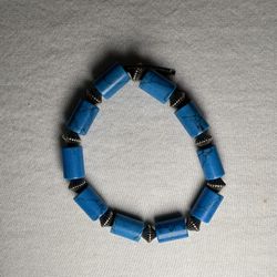 Turquoise & Silver Bracelet 8” Natural Stone Southwestern Style