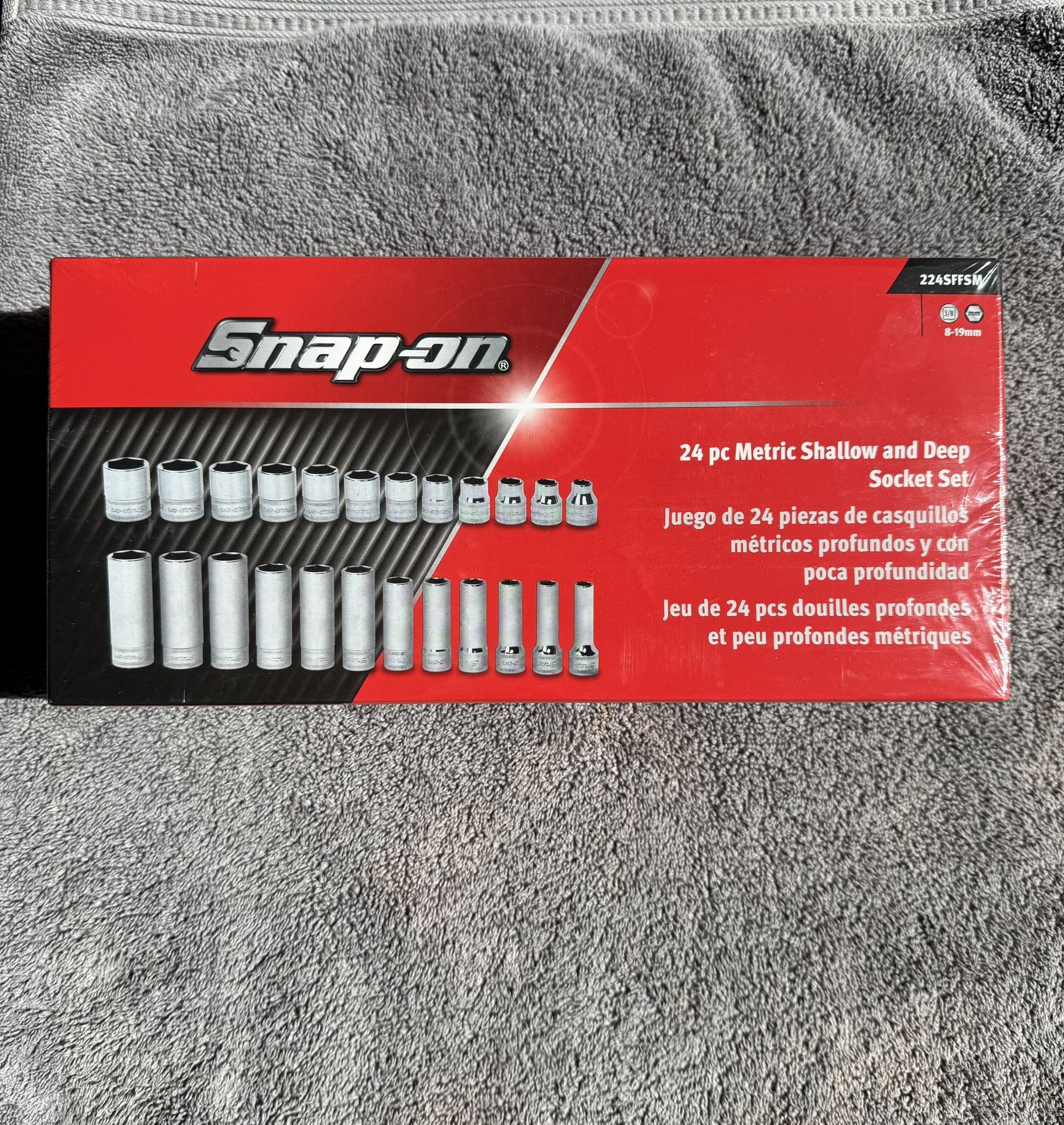Snap-On 3/8 Shallow & Deep Metric Sockets 8-19 (224SFFSM) Chrome BRAND NEW!!
