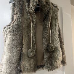 Vintage faux fur vest w/ pockets - SZ M