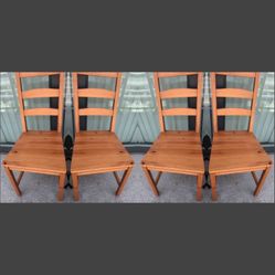 4 Pine Wood Dining Chairs - Excellent condition 