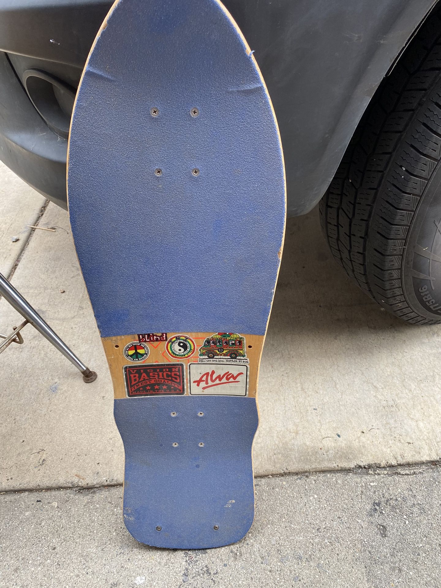 vintage variflex xp series 1980s scary face skateboard with trucks wheels