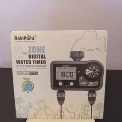 RAINPOINT Brass Sprinkler Timer 2 Stations, Large Digital Water Timer for Garden Hose with 6 Programmable Procedure, Hose Timer with Delay/Manual/Auto