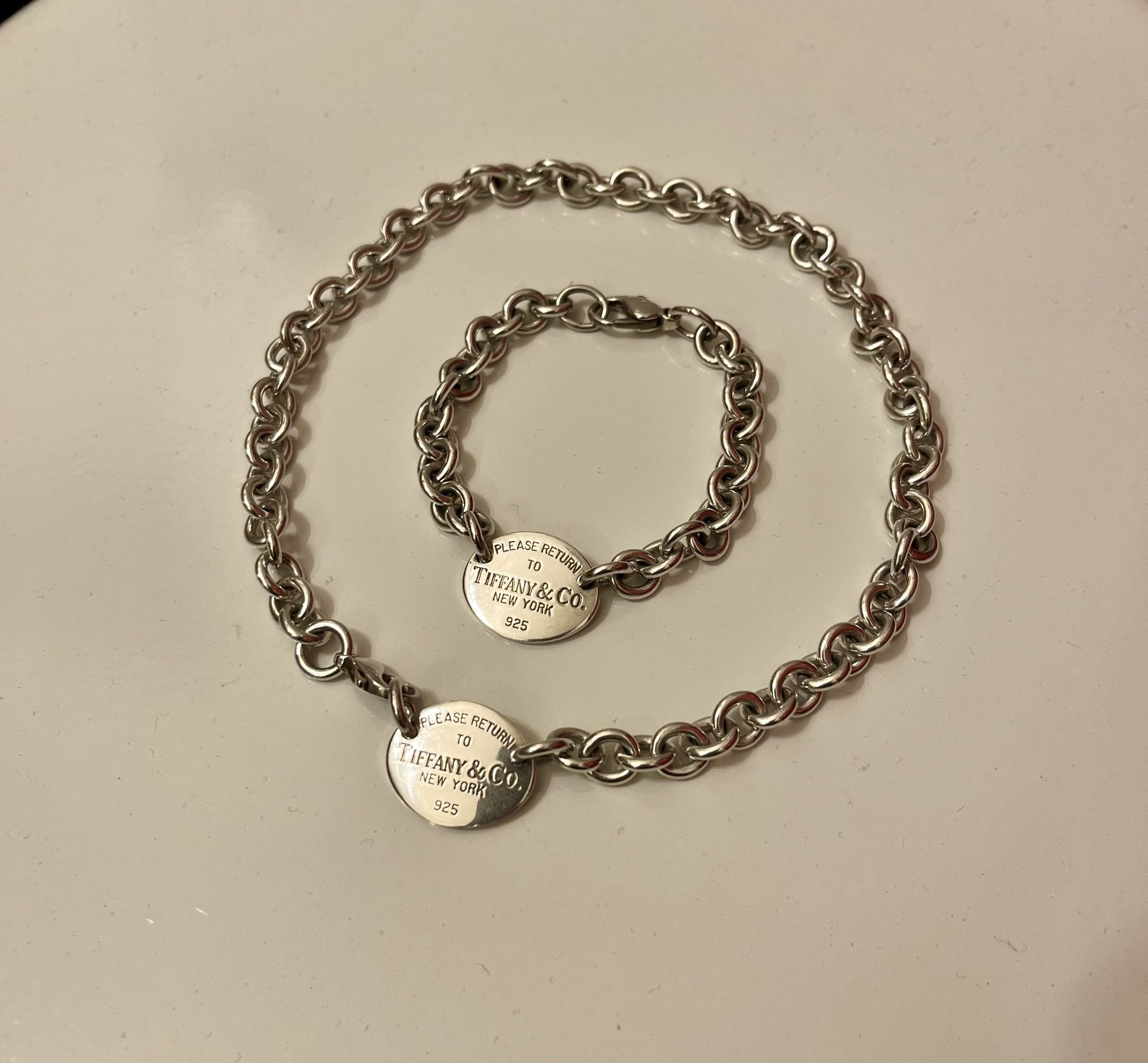 TIFFANY & CO. OVAL TAG BRACELET & CHOKER SET