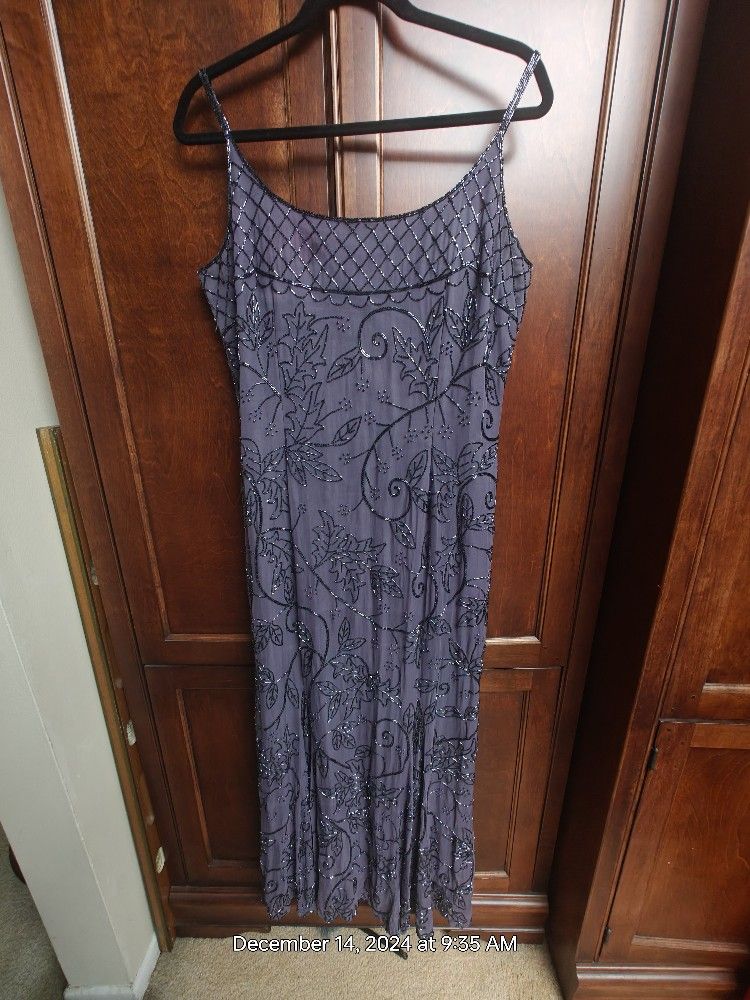 Long Cocktail Dress Beads And Silk