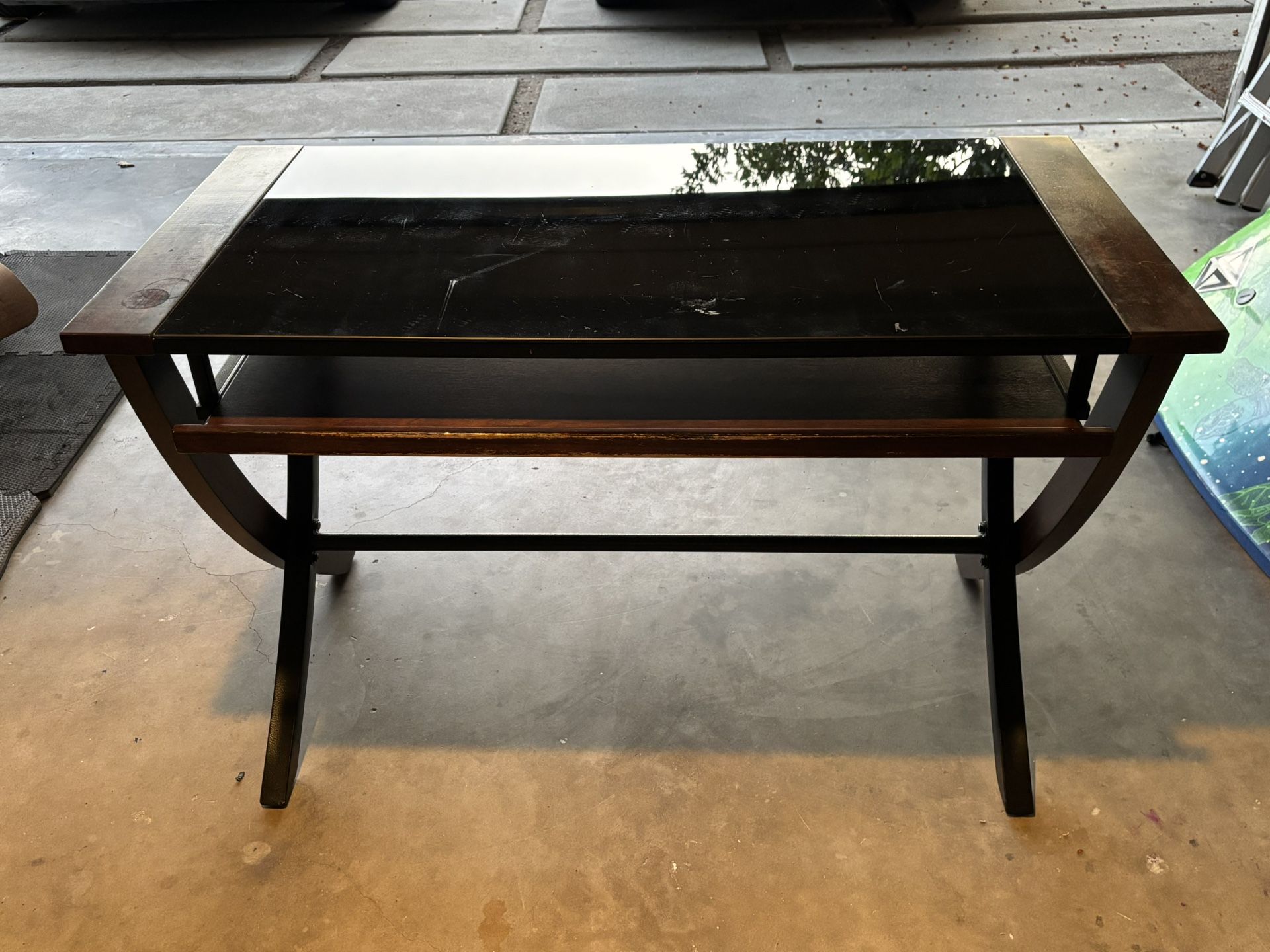 Wood Glass Top Desk