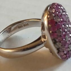 Splash Sterling silver Pink Shappire And Ruby Oval Ring 3.41 TCW