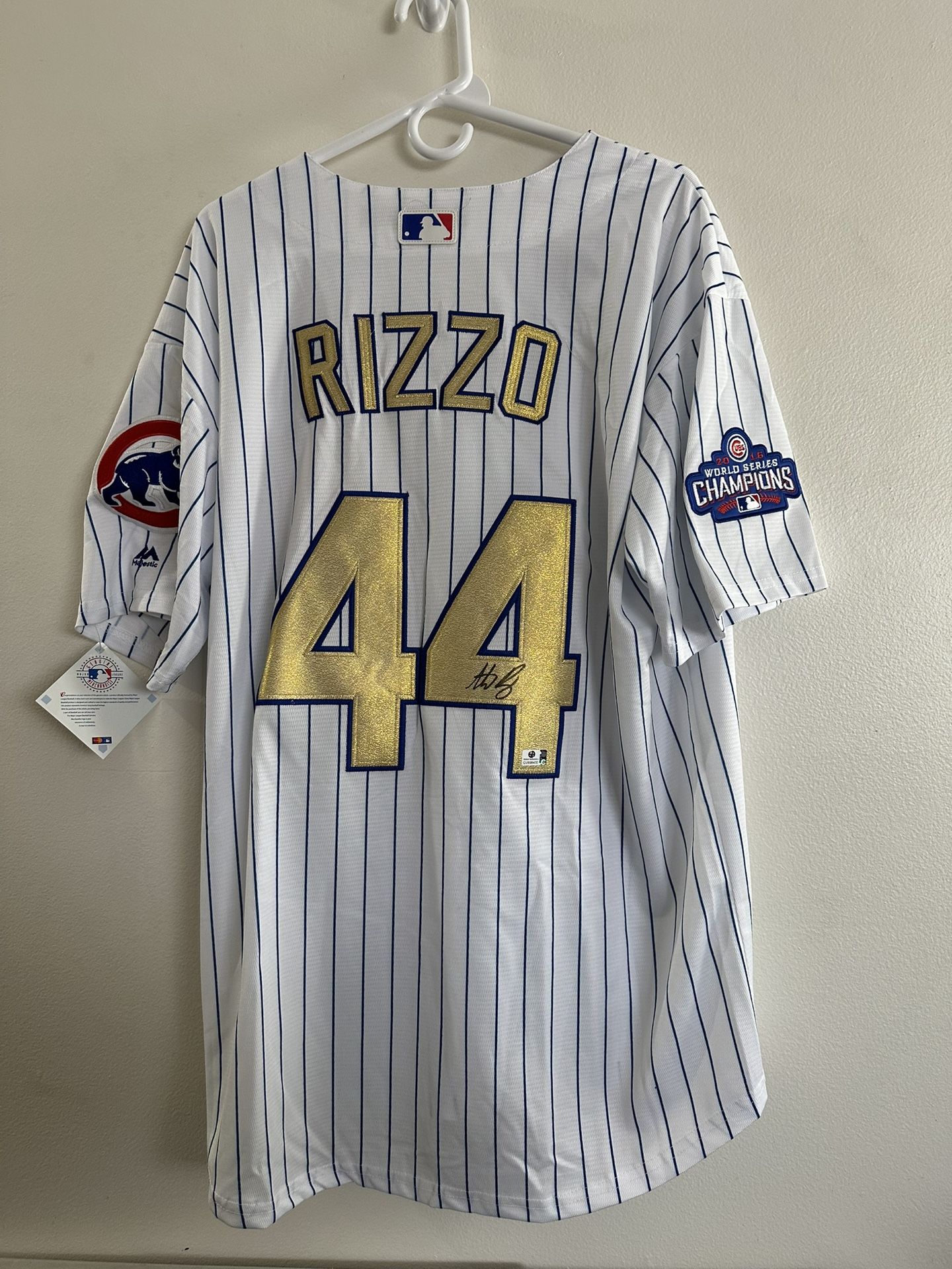 ANTHONY RIZZO SIGNED CHICAGO CUBS WORLD SERIES AUTOGRAPHED JERSEY W/COA - XL 868