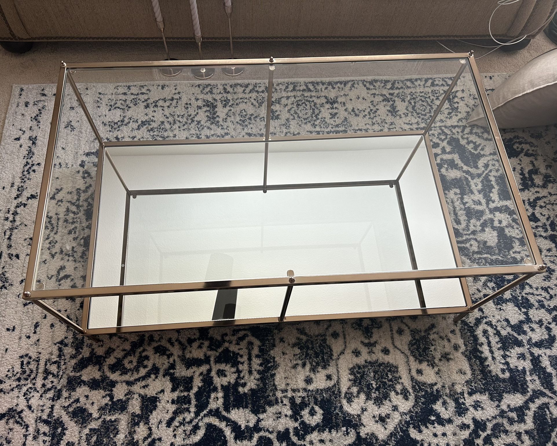 Glass, Mirror Gold Center Table