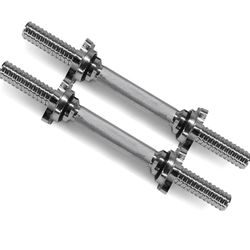 Yes4All Pair of Threaded Dumbbell Handles 14/16/18/24 inch, Chrome/Rubber Grip, Fit 1” Plates, Weight Bar Connector