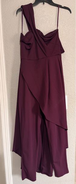VENUS Burgundy Asymmetrical Jumpsuit with skirt overlay women’s