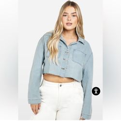 Blue Denim Cropped Long Sleeve