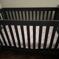 Black Baby Crib With Mattress