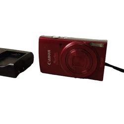 Canon PowerShot ELPH 180 IS 20.0 MP Digital Camera Red tested Charger no battery