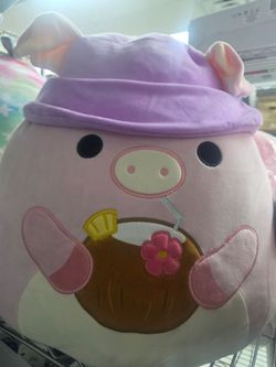 Squishmallow Pink Pig Plush with Hat