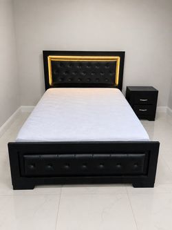 Dark Wood Queen Bed Frame with Storage