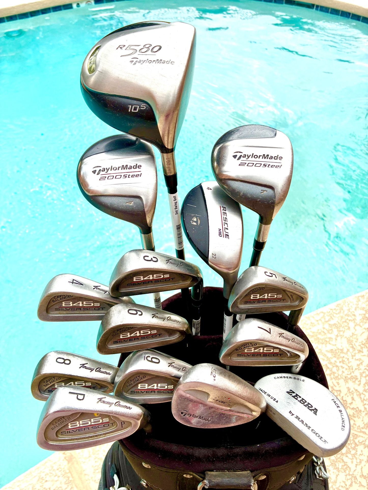 15pc MENS TAYLORMADE TOMMY ARMOUR FULL SET W OGIO CART BAR (paid $1800)