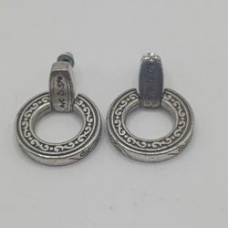 Brighton Dangle Drop Disc Ring Engraved Earrings 