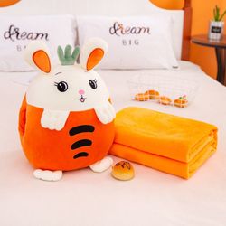 Cute plush pillow with throw