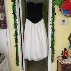 Black Velvet And White Chiffon Gown