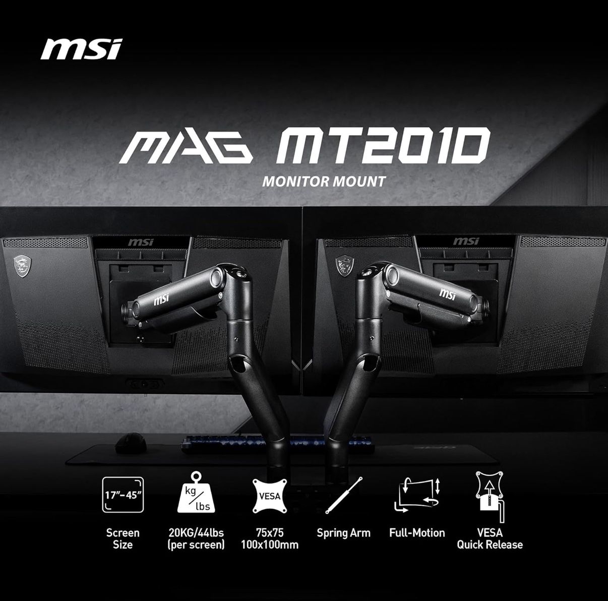 Msi Premium Heavy Duty Dual Monitor Stand Arms