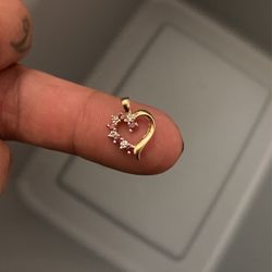 10K Gold Heart With Rubys And Diamonds On Silver Chain