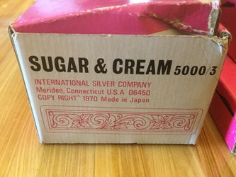 Vintage sugar and cream set with tray never used