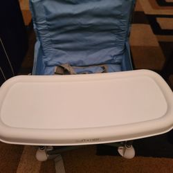 SUMMER BY BRIGHT STARTS POP 'N SIT PORTABLE BOOSTER CHAIR, FLOOR SEAT, INDOOR/OUTDOOR USE, COMPACT FOLD, DUSTY BLUE, 6 MOS - 3 Yrs