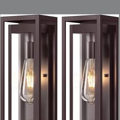 15" Large Oil Rubbed Bronze Outdoor Light Fixture, 2 Pack ORB Outdoor Sconces, Modern Waterproof Wall Lights with Clear Glass Shade