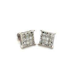 10kt White Gold Diamond Earrings Invisible Set 2.20grams 167432 1