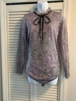 Set of 8 Lace Long Sleeve Bodysuit Ruffle Neck Bow Tie