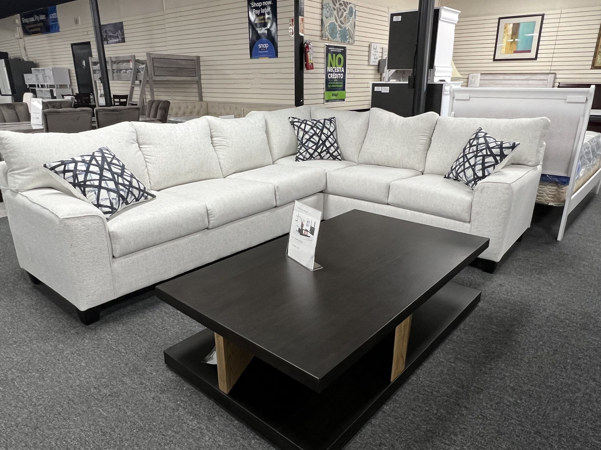 New L Shape Alloy Sectional Pillows Included. Delivery & Set Up Available