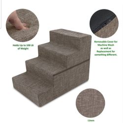 Brown High Density Foam Pet Stairs 15"H 4 Tier
