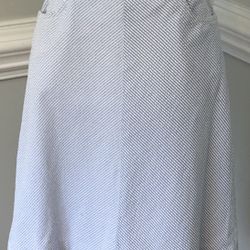 A Line Cotton Skirt in Seersucker (Blue/White) with Front Pockets from Ann Taylor (6)