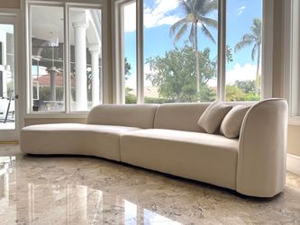 Curved Sofa, Sectional Corner Sofa, Modern Luxury Double Chaise Oversized Curved Couch, L-Shape Upholstery 5 Seater Sofa Couch for Apartment and Livin