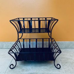 2-Tier Basket Handcrafted Wrought Iron with Antique Finish