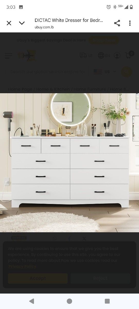 Brand New In Box Modern Farmhouse Style Console Sideboard Dresser Buffet With Charger Station!!!